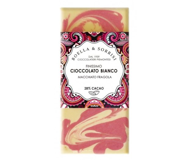 Tablete Chocolate Branco com Morangos 80 g - B&S